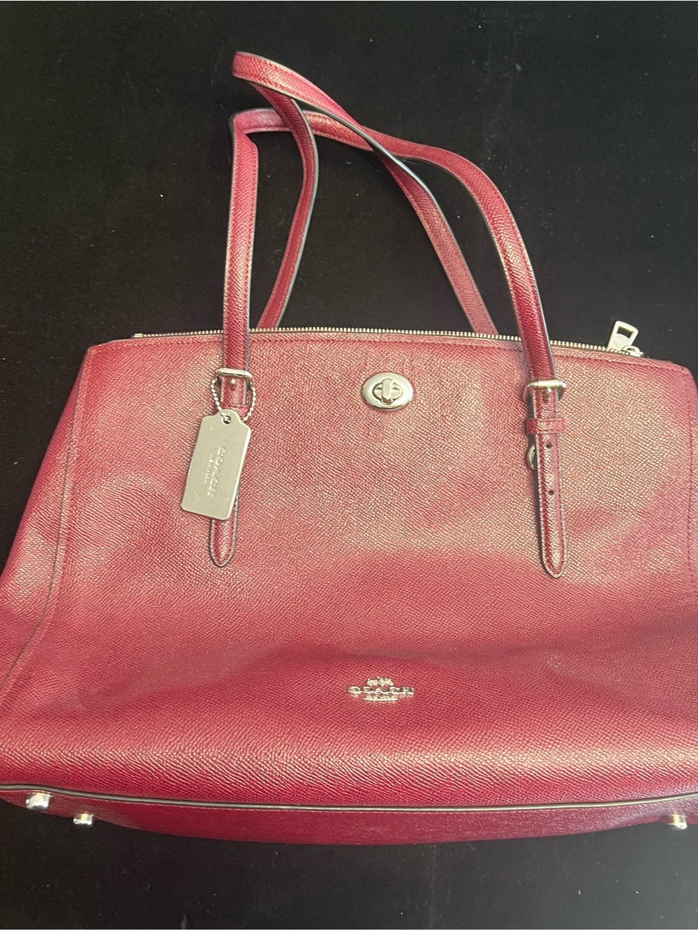 Coach Minetta F57847 Crossgrain Leather Satchel Crossbody Burgundy